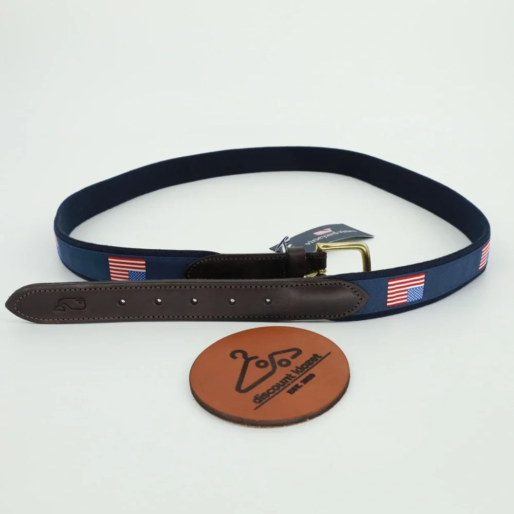 VINEYARD VINES‎ Leather American Flag Club Belt